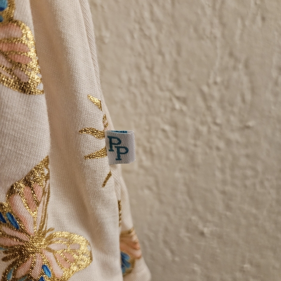 Posh Peanut Cream Dress with Butterfly and Sun Design - Picture 3 of 5